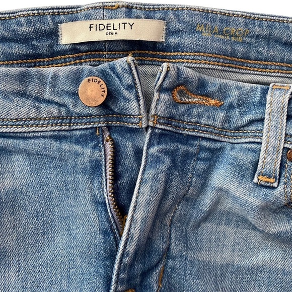 Fidelity Denim Mila Crop Distressed Stretch Skinny Leg Cropped Mid Rise Jeans 28 - Picture 4 of 16